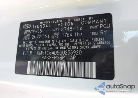 2016 Hyundai Veloster из США, поврежденный, VIN KMHTC6AD5GU256920